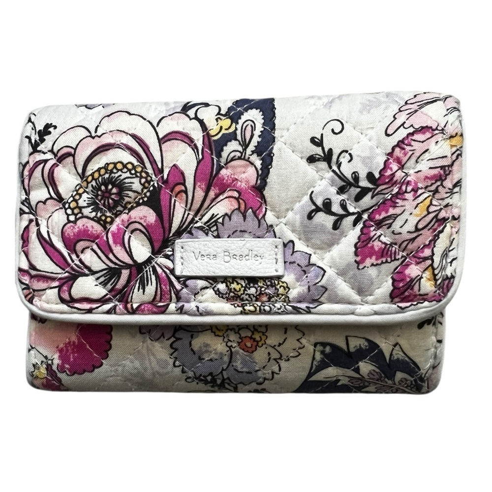 Vera Bradley Floral Quilted Women's Wallet - Pink and White EUC